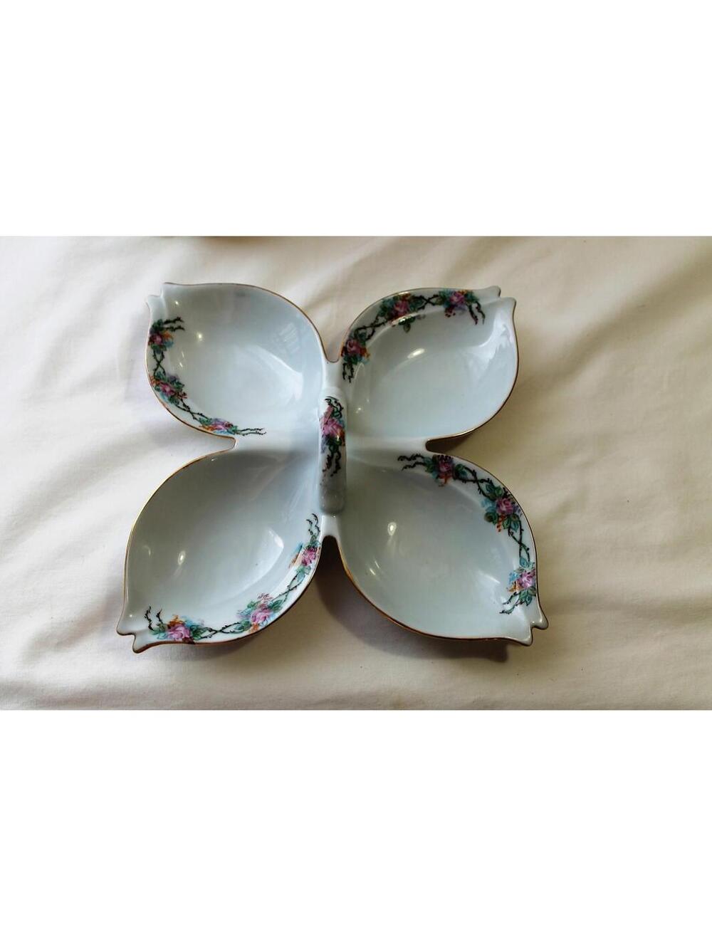 Hand Painted Porcelain Divided Vanity Tray, Signed & Dated 1954 D. Ferrero